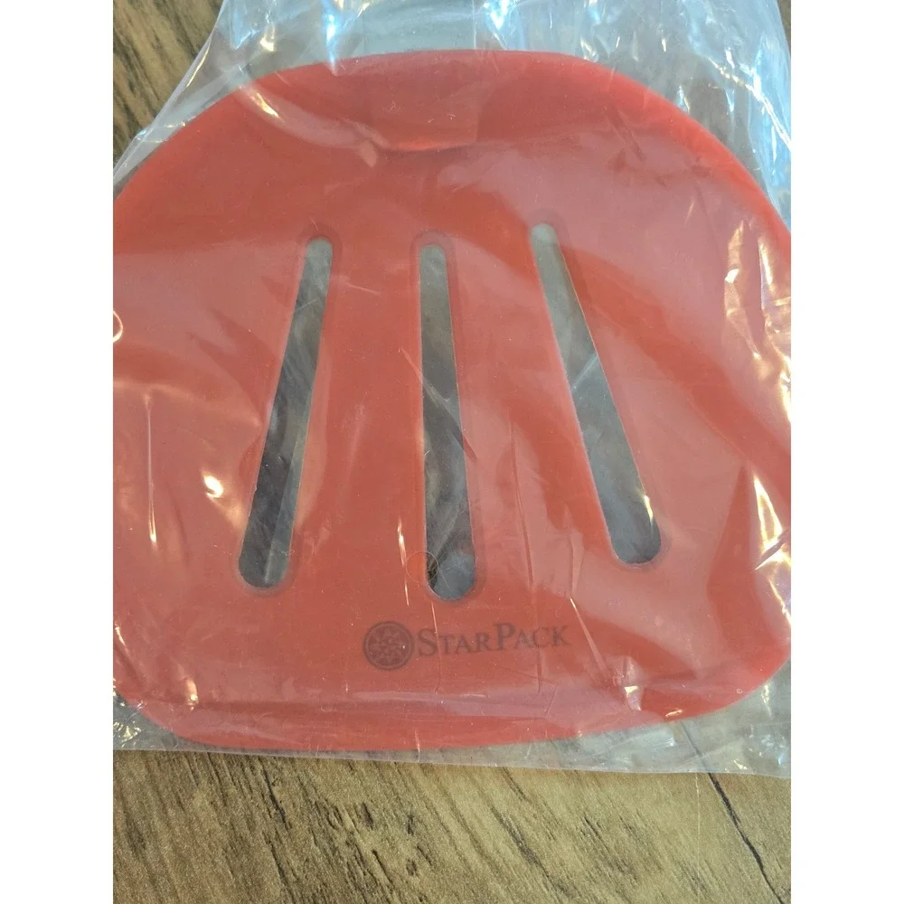 StarPack Silicone Slotted Turner Spatula Red Stainless Steel Core 12 Inch NEW